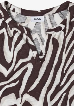 Shirt met gespleten hals met print
