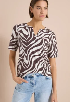 Shirt met gespleten hals met print