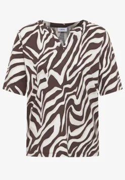 Shirt met gespleten hals met print