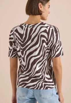 Shirt met gespleten hals met print
