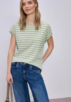 Shirt met hangende schouder en strepen