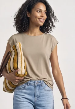 Shirt met hangende schouders en boothals