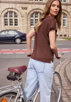 Shirt met hangende schouder in jersey