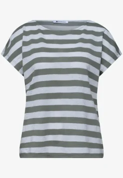 Shirt met hangende schouders, strepen en glitter