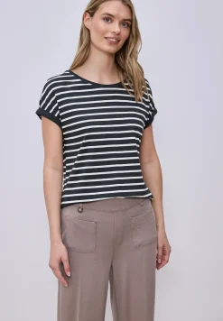 Shirt met hangende schouder en strepen