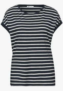 Shirt met hangende schouder en strepen