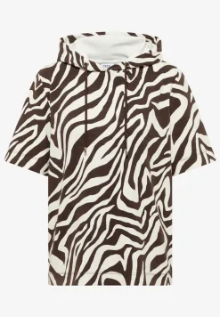 Shirt met korte mouwen, capuchon en structuur