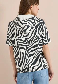 Shirt met korte mouwen, capuchon en structuur