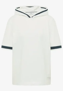 Shirt met korte mouwen, capuchon en geribde details