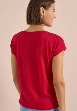 Shirt met korte mouwen en rimpels