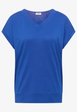 Shirt met korte mouwen en V-hals in effen kleur