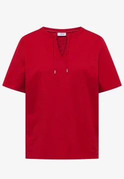 Shirt met korte mouwen en gespleten hals