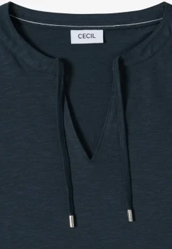 Shirt met korte mouwen en gespleten hals