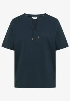 Shirt met korte mouwen en gespleten hals