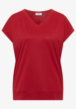 Shirt met korte mouwen en V-hals in effen kleur