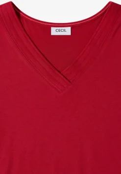 Shirt met korte mouwen en V-hals in effen kleur