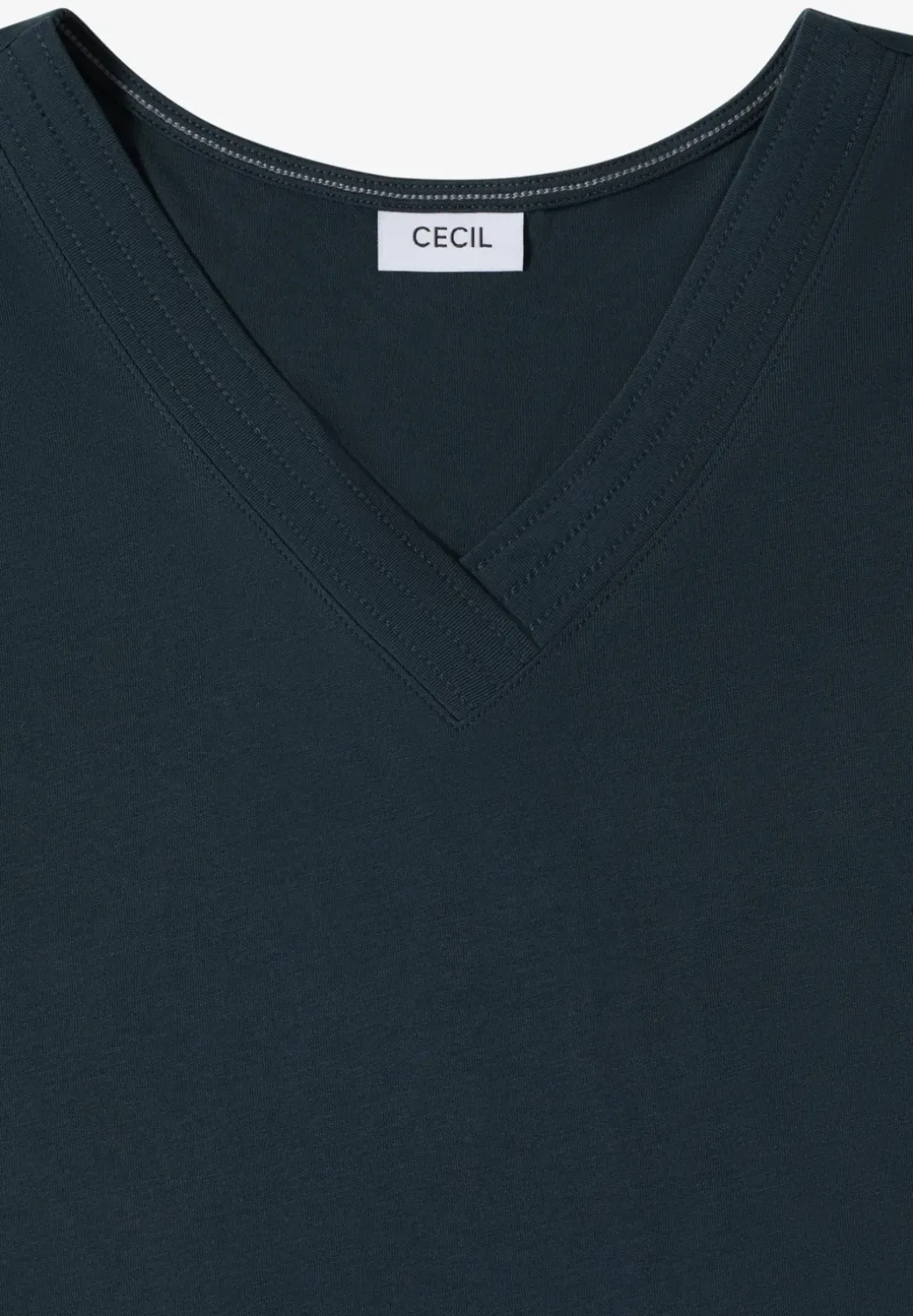 Shirt met korte mouwen en V-hals in effen kleur