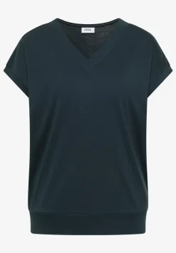 Shirt met korte mouwen en V-hals in effen kleur