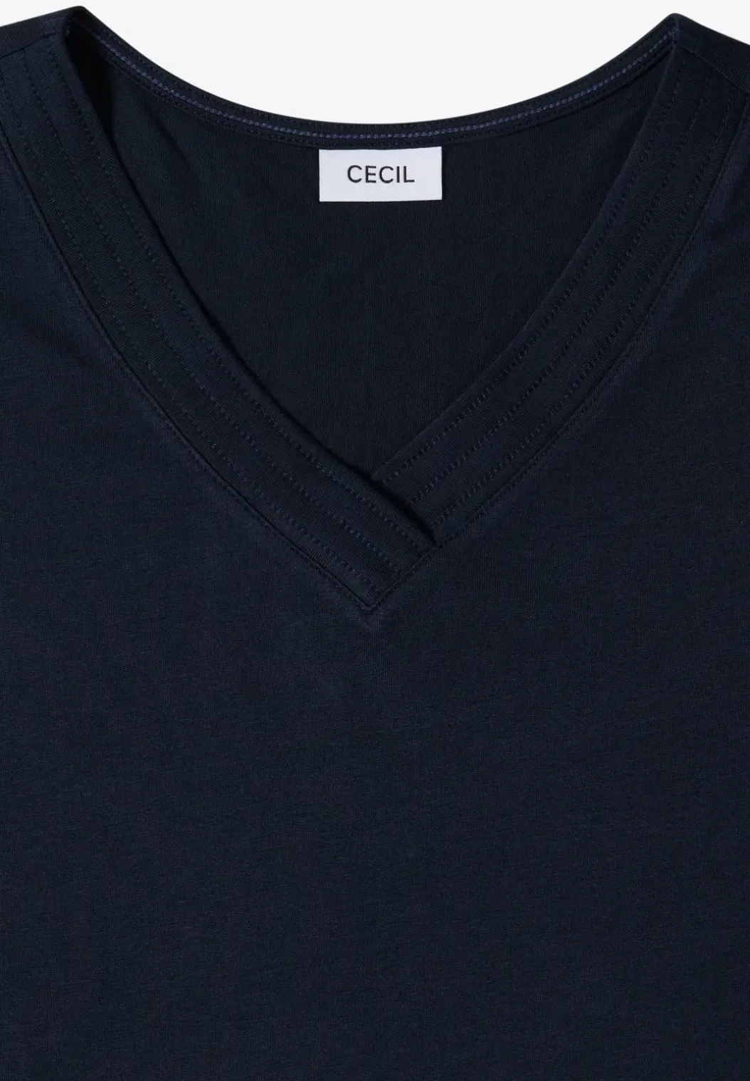 Shirt met korte mouwen en V-hals in effen kleur