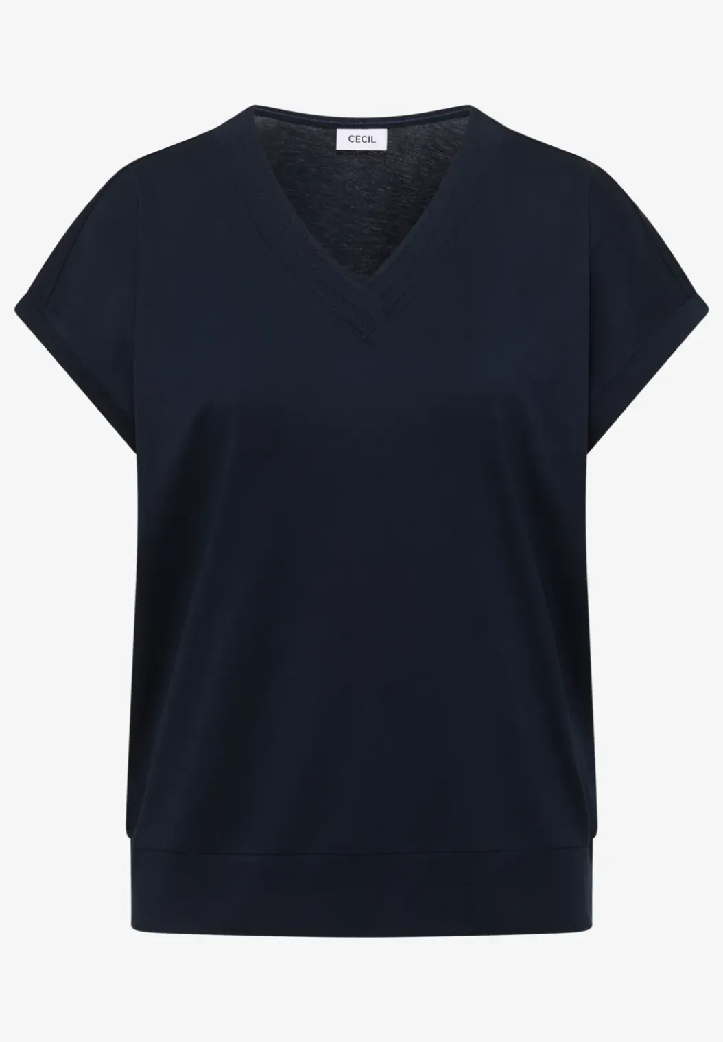 Shirt met korte mouwen en V-hals in effen kleur