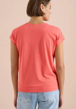 Shirt met korte mouwen en V-hals in effen kleur