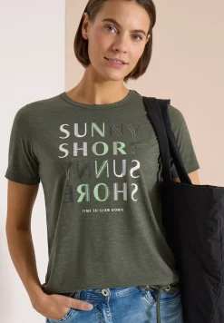 Shirt met korte mouwen en burn-out look