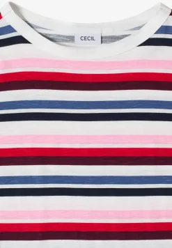 Shirt met korte mouwen en meerkleurige strepen