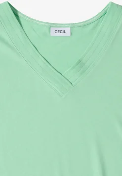 Shirt met korte mouwen en V-hals in effen kleur