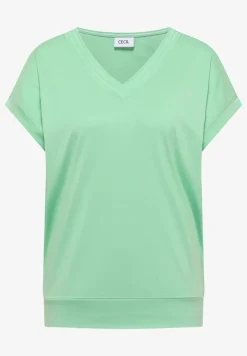 Shirt met korte mouwen en V-hals in effen kleur
