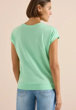 Shirt met korte mouwen en V-hals in effen kleur