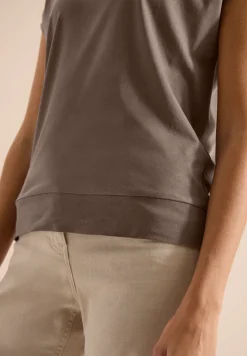Shirt met korte mouwen en V-hals in effen kleur