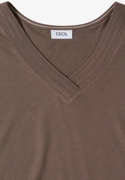 Shirt met korte mouwen en V-hals in effen kleur