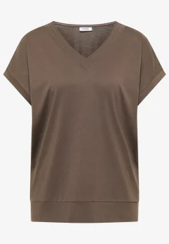 Shirt met korte mouwen en V-hals in effen kleur