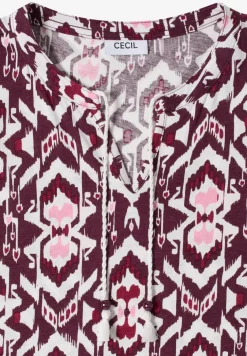 Shirt met korte mouwen, gespleten hals en print
