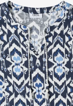 Shirt met korte mouwen, gespleten hals en print
