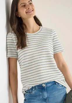 Shirt met korte mouwen, ronde hals en structuur