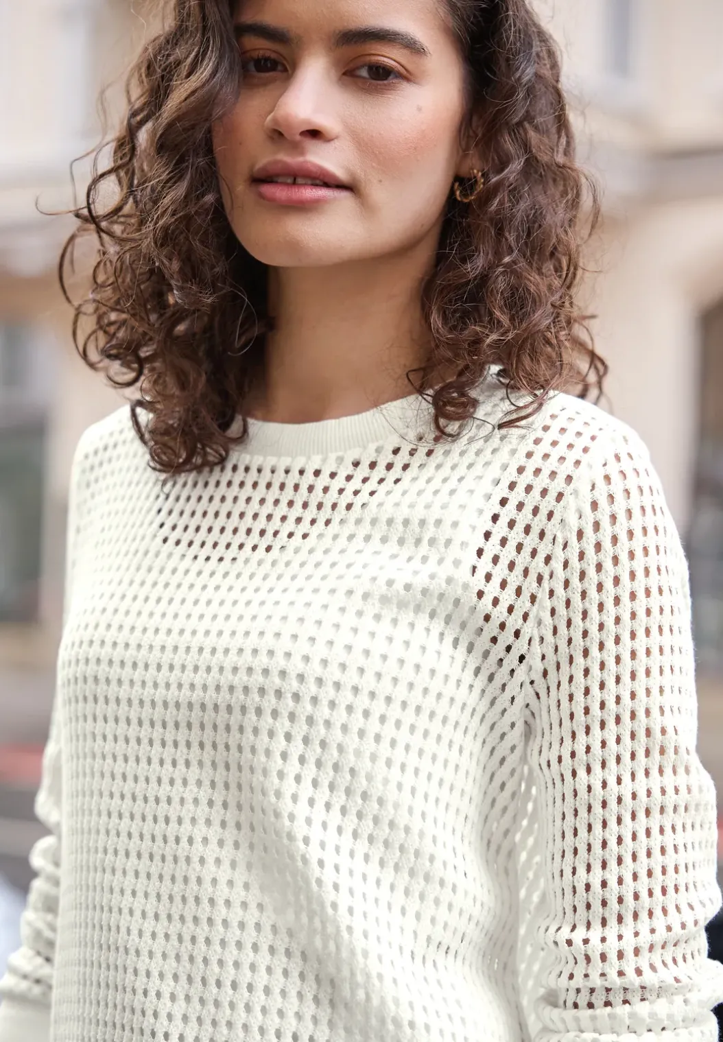 Shirt met lange mouwen in gebreide look