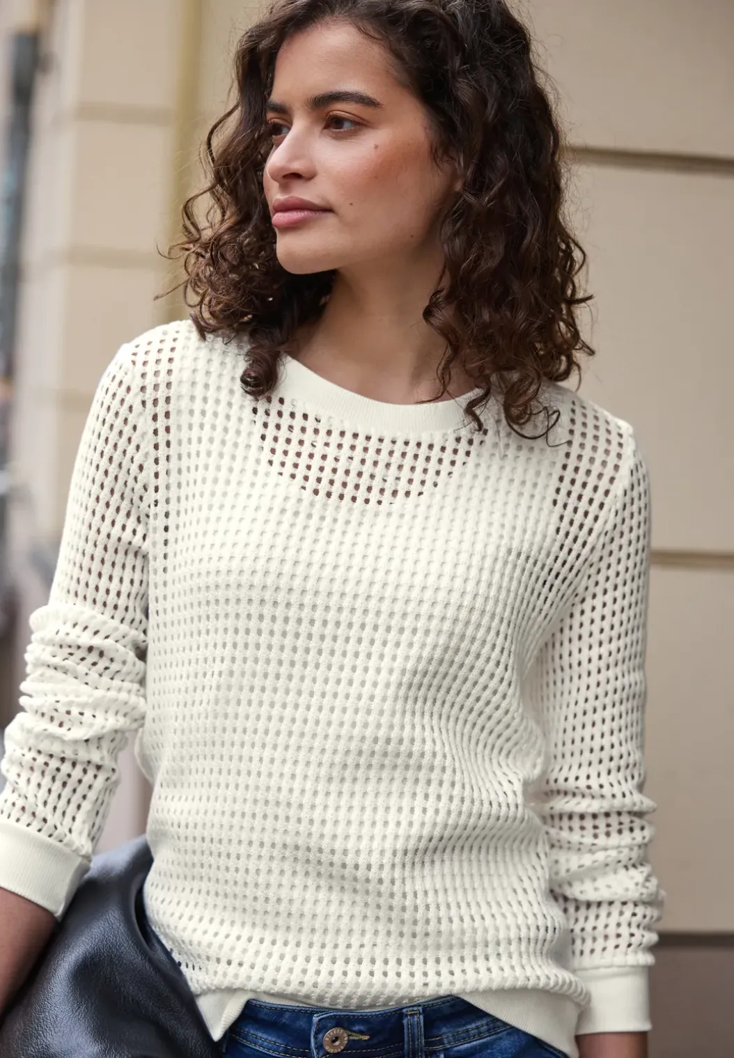 Shirt met lange mouwen in gebreide look