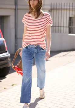 Shirt met losse schouders en strepen