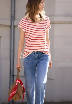 Shirt met losse schouders en strepen