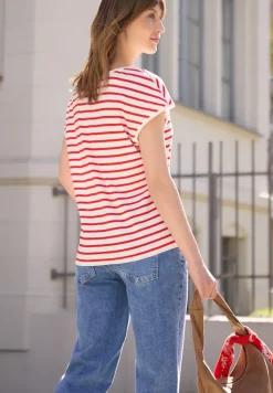Shirt met losse schouders en strepen