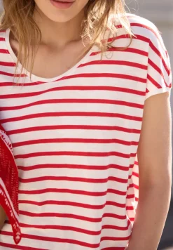 Shirt met losse schouders en strepen