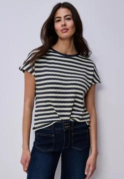 Shirt met losse schouders en strepen