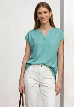 Shirt met losse schouders en gespleten hals