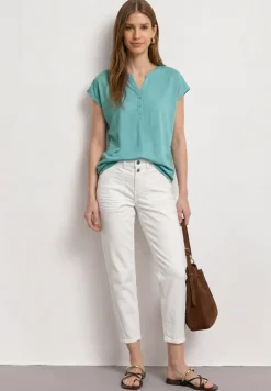 Shirt met losse schouders en gespleten hals