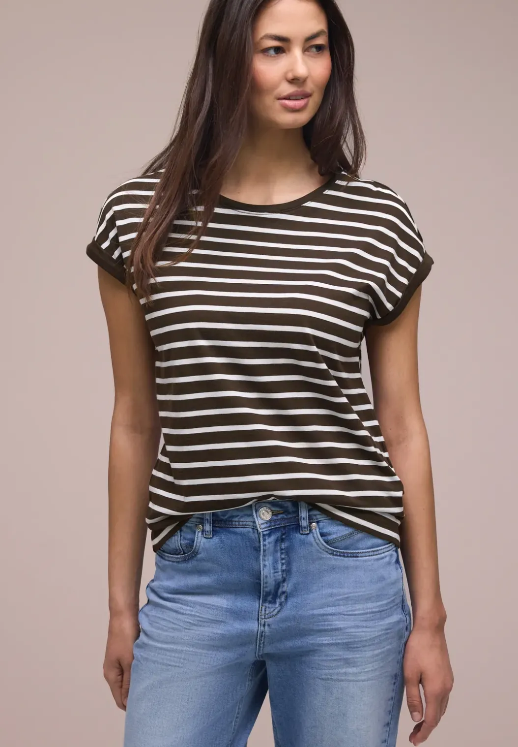 Shirt met losse schouders en strepen