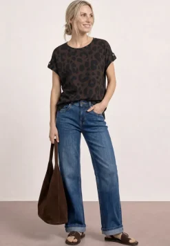 Shirt met losse schouders en patroon