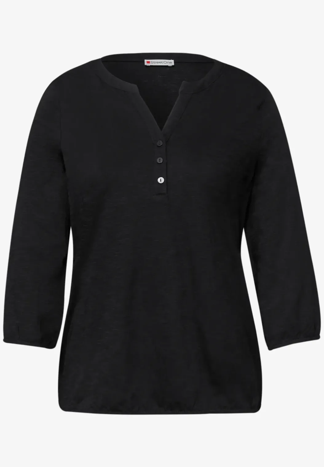Shirt met 3/4-mouwen, split neck en knopen
