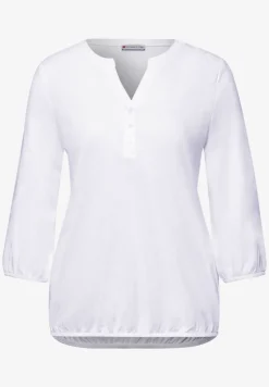 Shirt met 3/4-mouwen, split neck en knopen