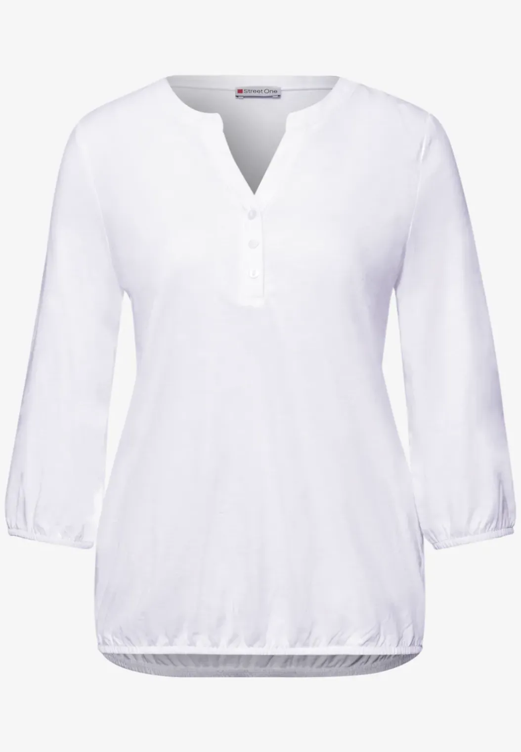 Shirt met 3/4-mouwen, split neck en knopen